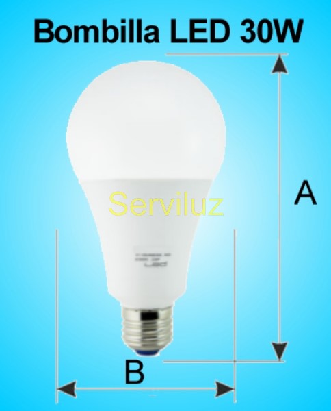 Bombilla LED 30W E27 6500K 2700 lm de Alta Potencia 21.6 cm Bombilla LED 30W E27 6500K 2700 lm de Alta Potencia 21.6 cm